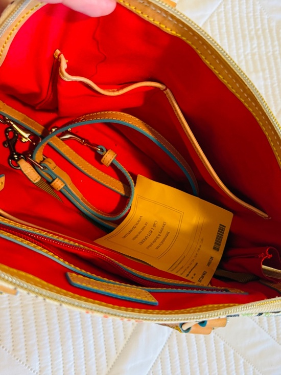 Dooney & Bourke Multicolor Disney Print Satchel with Tan Trim - Picture 3 of 4